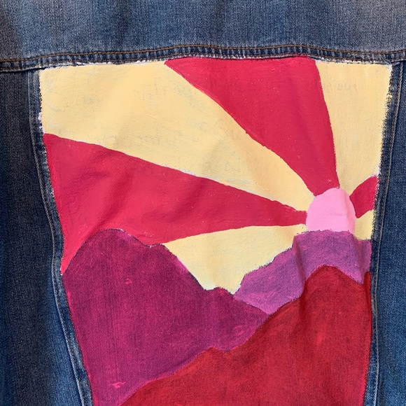 Highway Jeans Denim Jacket Painted & Distressed L - Picture 13 of 16